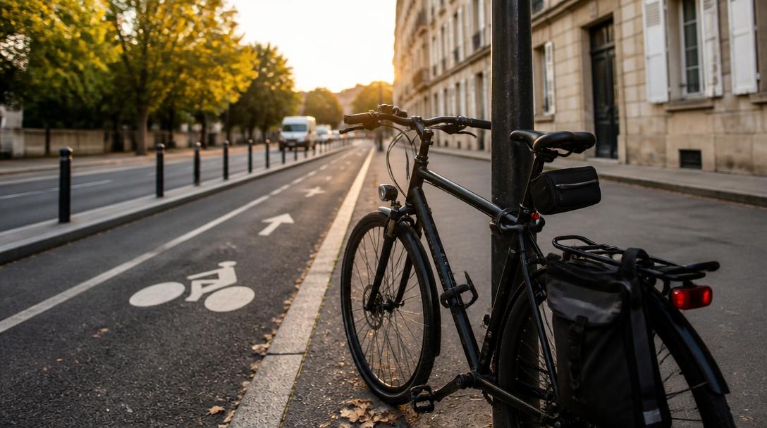 Accessoires vélo essentiels sur un vélo de ville