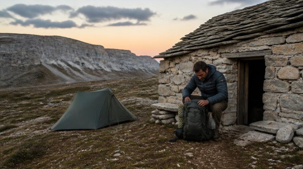 Bivouac léger pour itinérance sur hauts plateaux