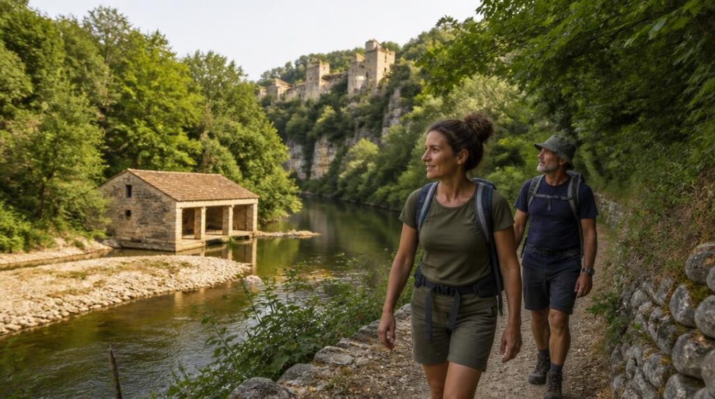 Boucle de randonnée près d'une rivière en Dordogne