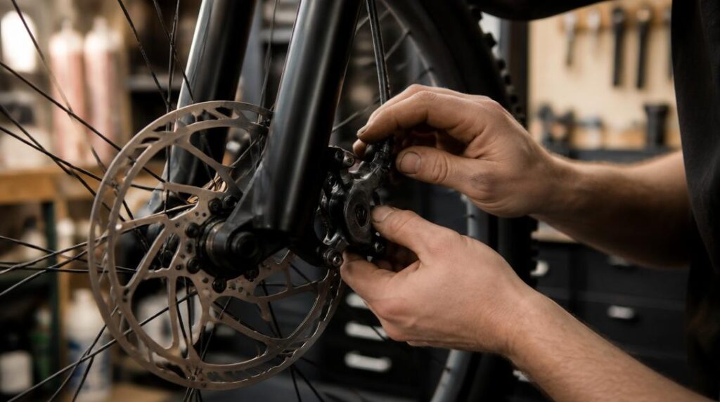 Centrage d’étrier sur frein hydraulique de vélo