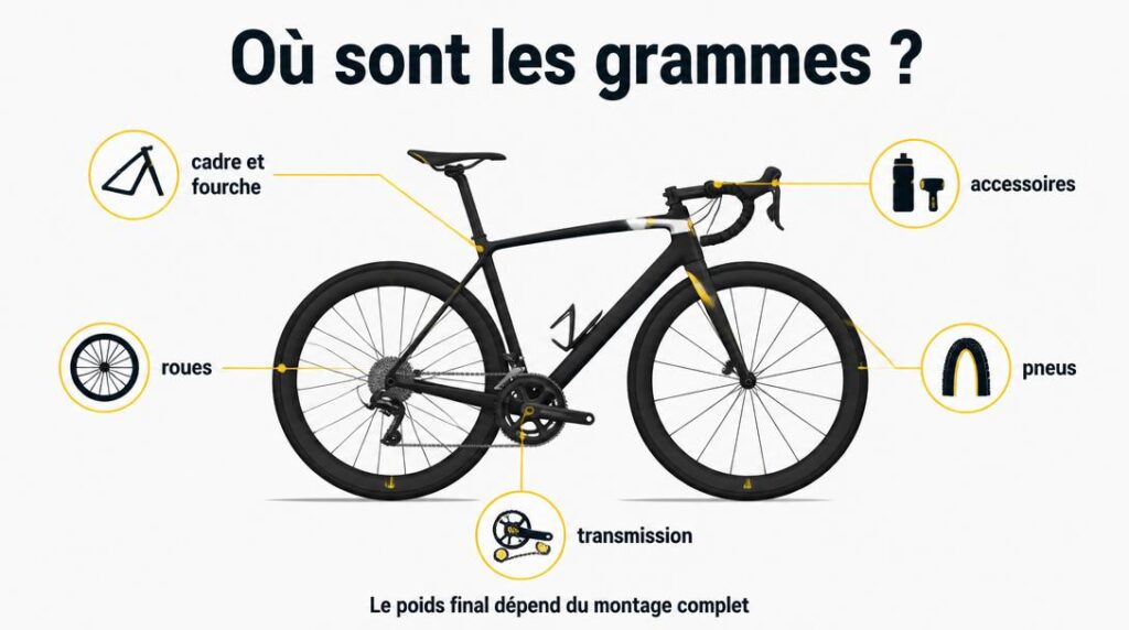 Composants d’un vélo de course en carbone