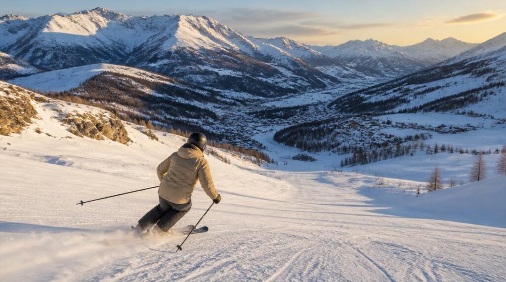 Domaine skiable Italie France aux pistes ouvertes