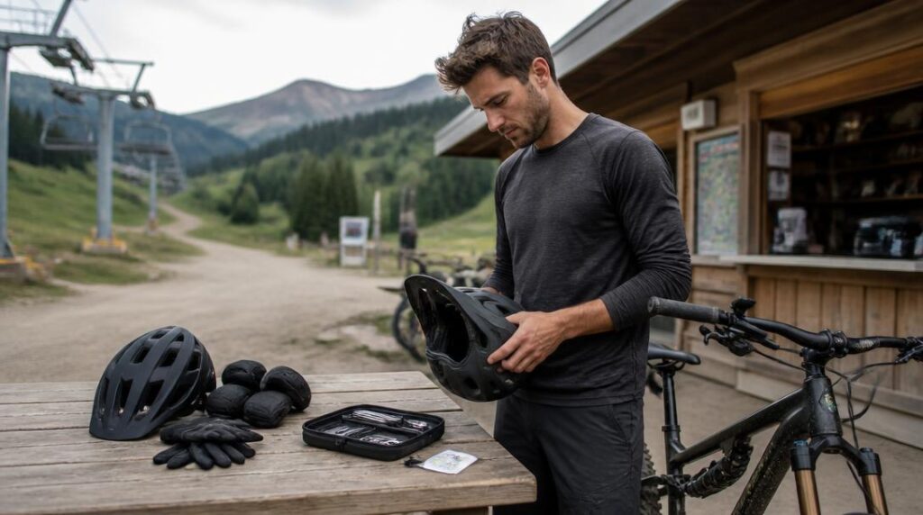 Casque protections et forfait bike park pour VTT