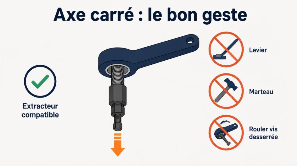 Extracteur de manivelle pour pédalier à axe carré