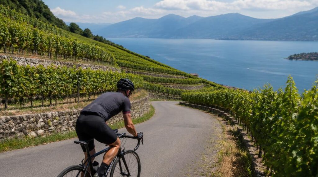 Itinéraire vélo panoramique entre vignes et lac
