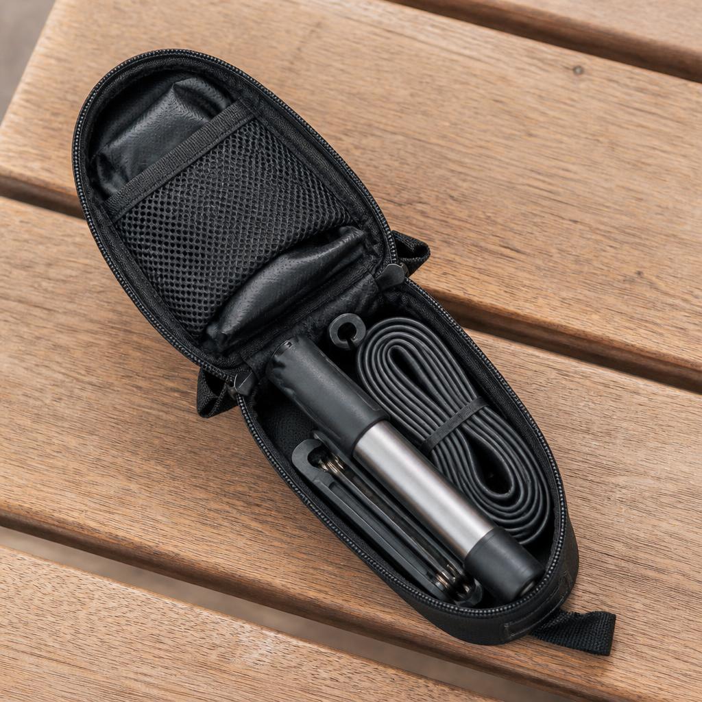 Kit réparation crevaison avec pompe vélo compacte