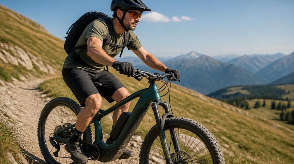 Location VTT électrique montagne sur sentier en montée
