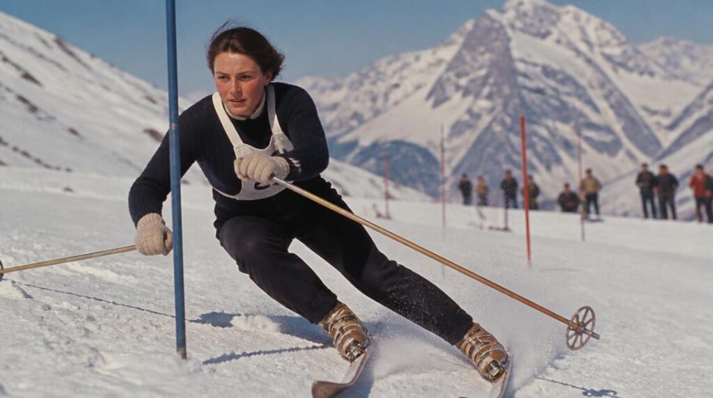 Skieuse alpine française en slalom dans les années 1960
