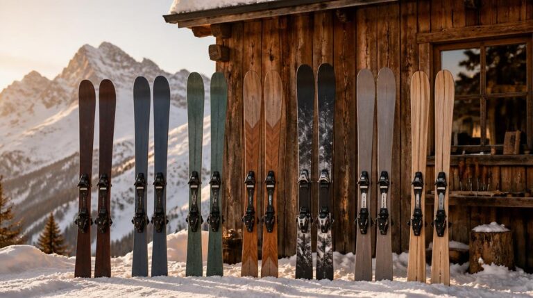 Marques de ski françaises dans la neige alpine