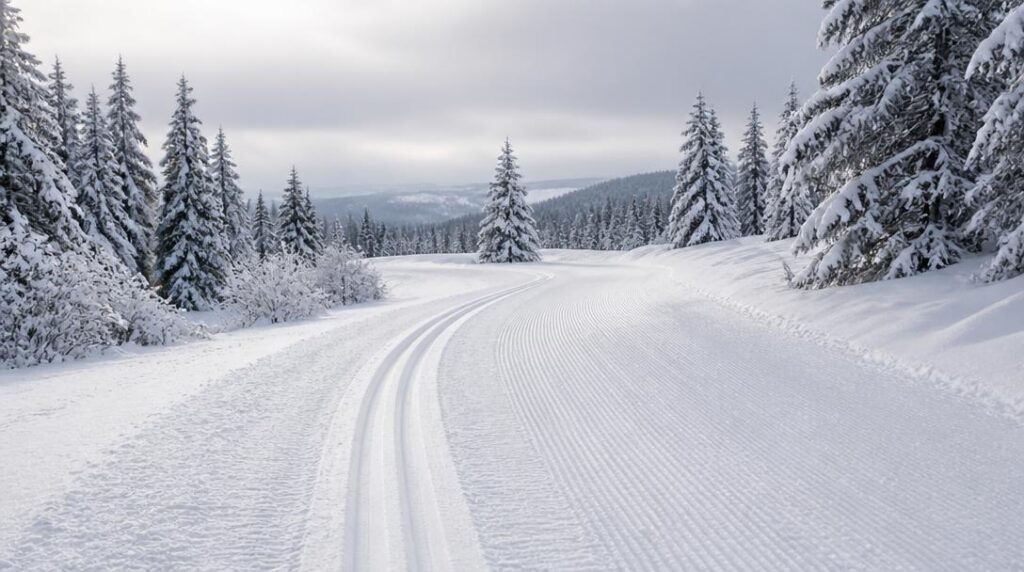 Pistes de ski de fond damées en domaine nordique