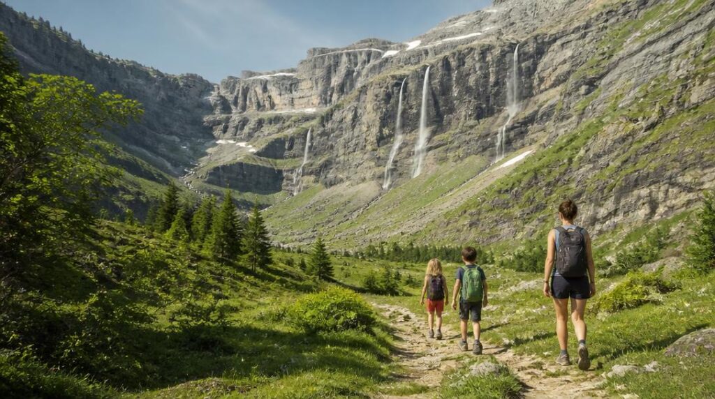 Randonnée facile parmi les cascades de montagne