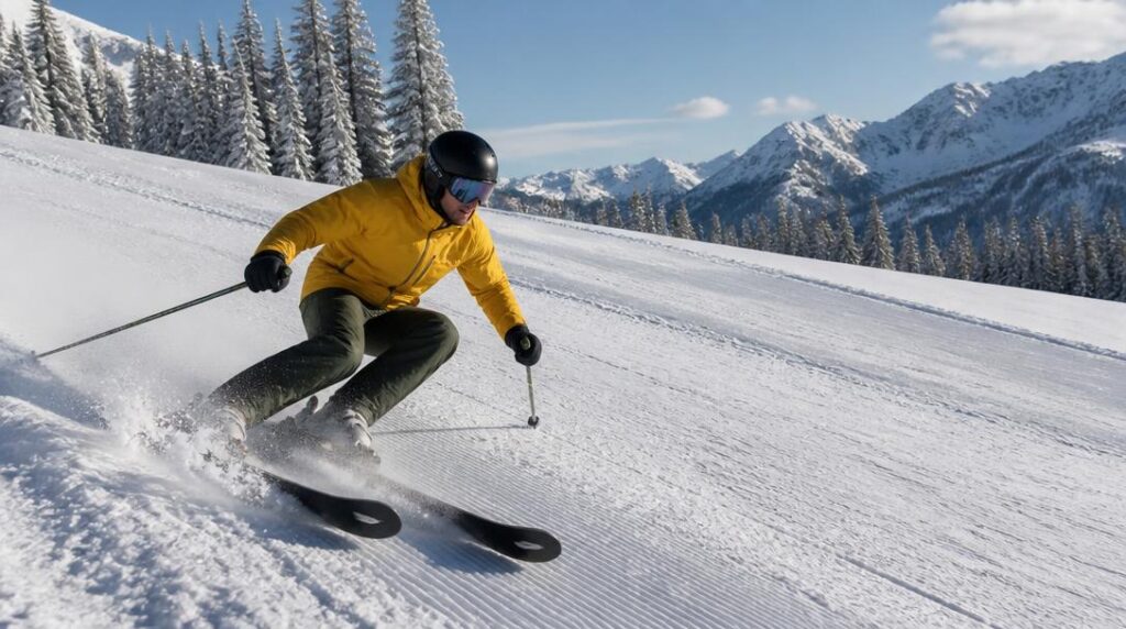 Skieur en pratique ski all-mountain