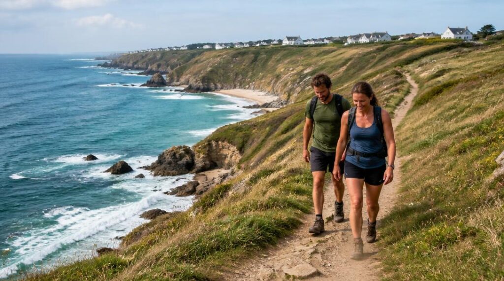 Sentier du littoral basque au-dessus des criques