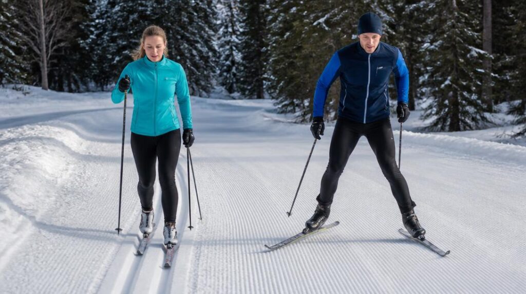 Ski de fond classique et skating sur piste