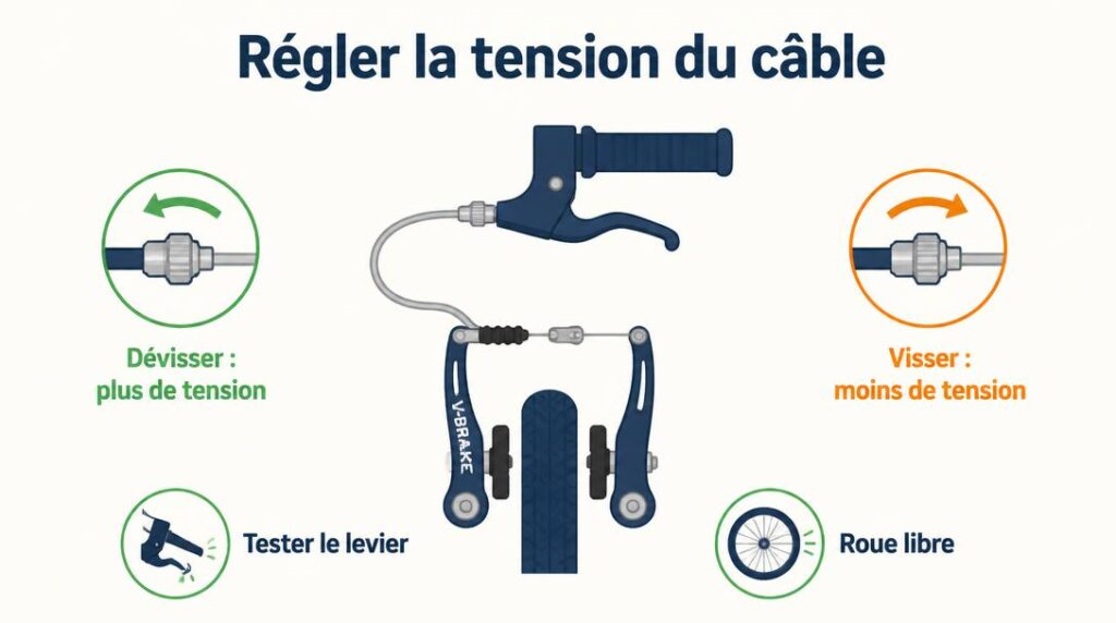 Schéma de tension du câble de frein vélo