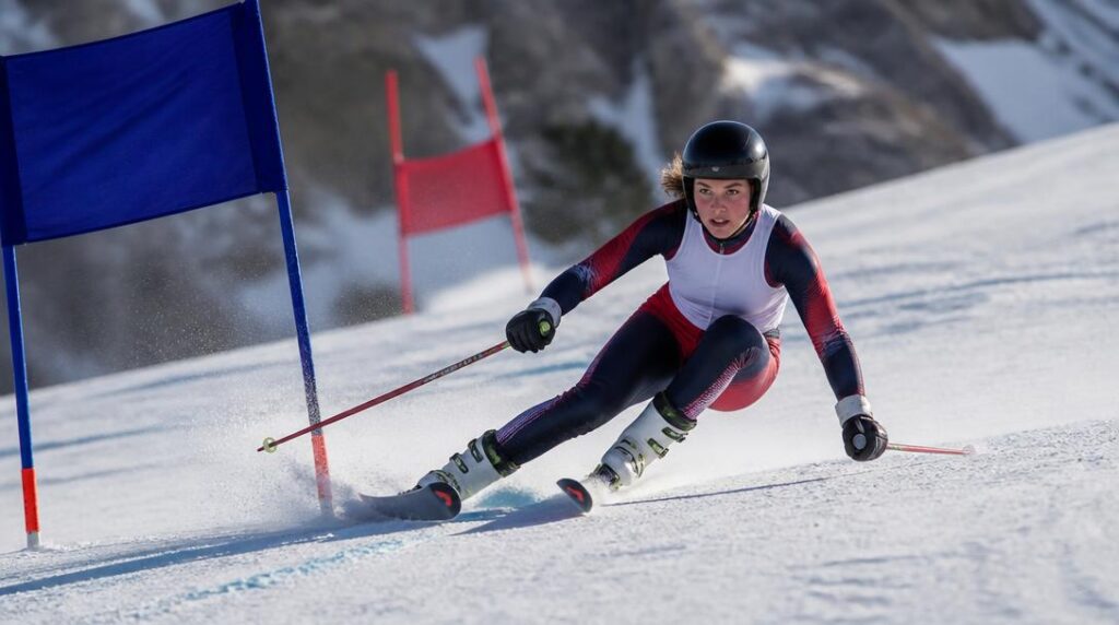 Skieur sur test Flèche de slalom géant