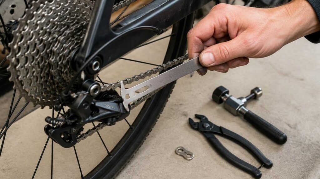 Testeur d'usure de chaîne sur transmission vélo