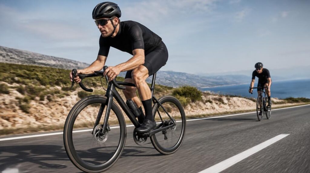 Vélo aéro sur une étape rapide du Tour