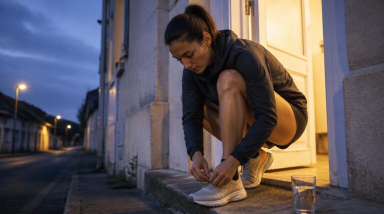 Coureuse prête à courir le matin à jeun