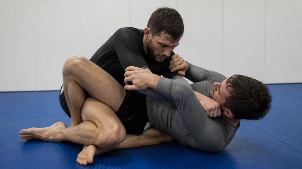 Athlètes de grappling sur tatami