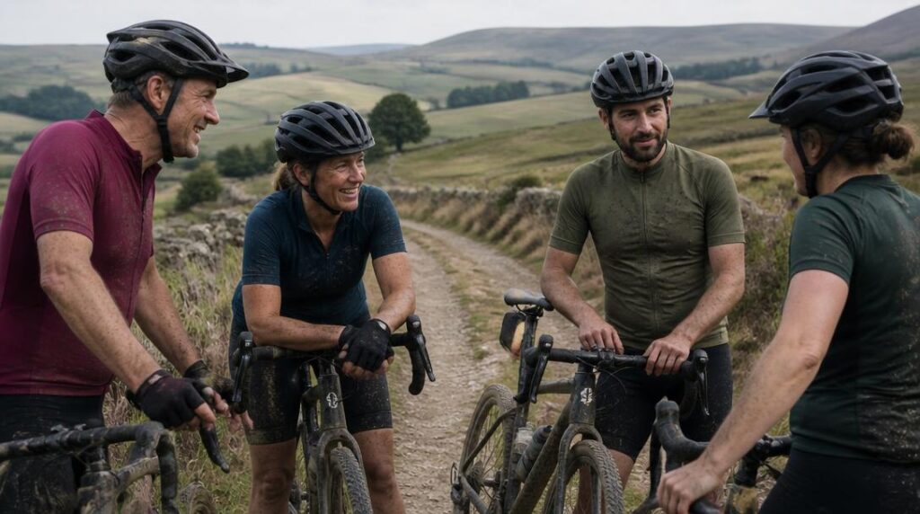Vélos gravel au bord d'un chemin