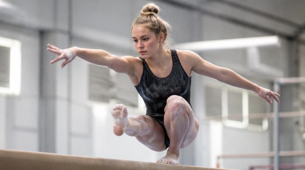 Gymnaste artistique sur poutre