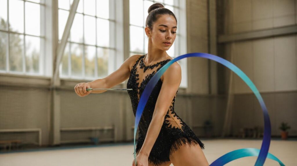 Gymnaste rythmique avec ruban coloré
