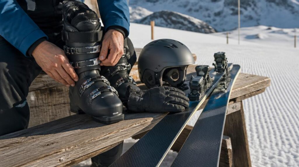 Skis de piste et chaussures adaptés au skieur
